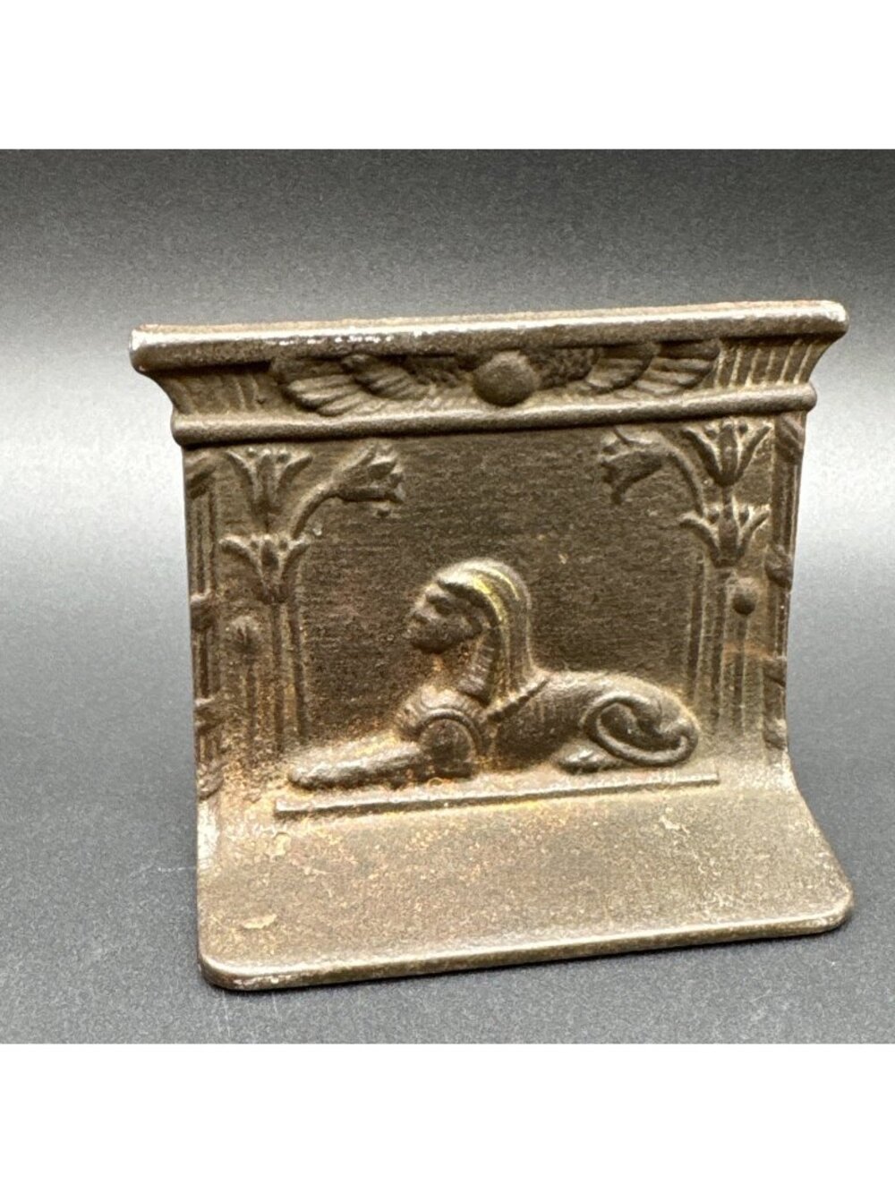 Antique Sphinx and Winged Sun 1920'S Cast Iron Bookend Single Egyptian Revival